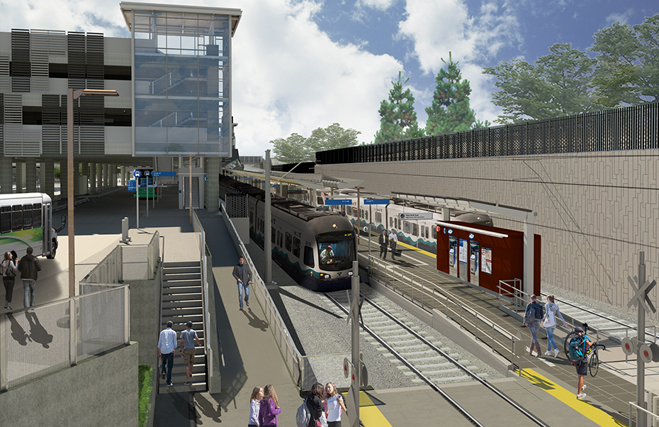 This image rendering is of the platform at the Redmond Technology Station.
